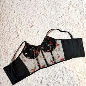 Vampy Sexy Dark Romantic Fairy Whimsygoth Sheer Bustier Womens XS Victorian